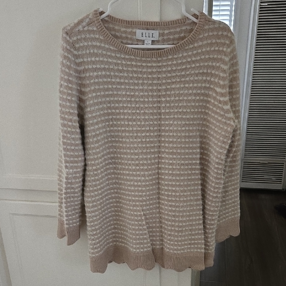 Elle Women's Beige Striped Sweater